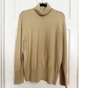 JM Collection Tan and Gold Turtleneck Sweater Sz XL